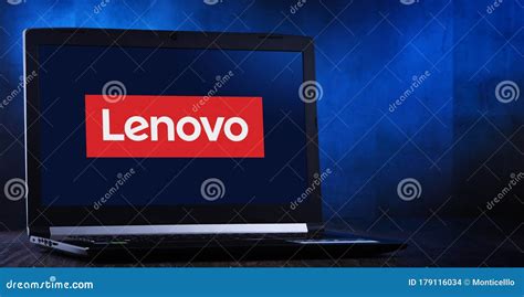 Laptop Computer Displaying Logo Of Lenovo Editorial Stock Image Image