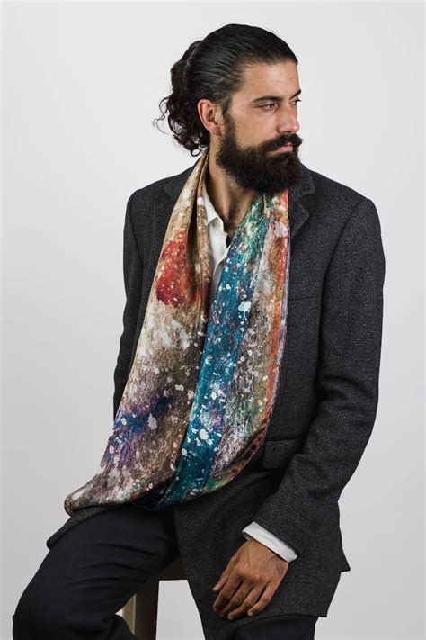 mens silk scarf galaxy scarf extra long scarf man neck scarf galaxy silk scarf european men