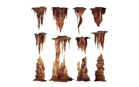 Stalactites Stalagmites Set Vector Illustration Concept