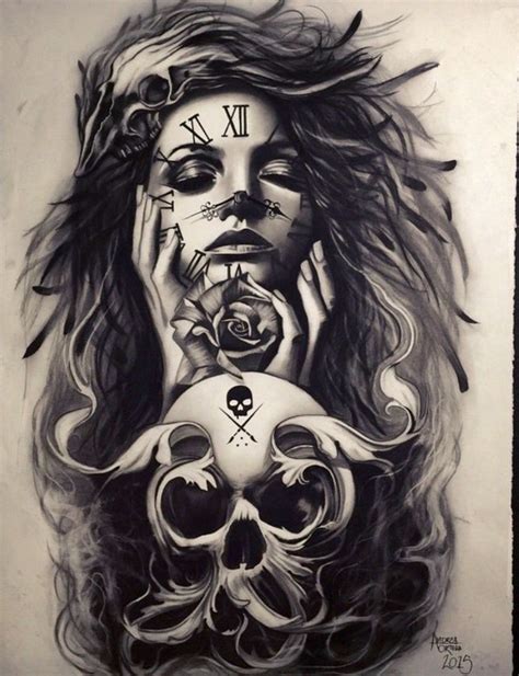 Skull Girl Tattoo Grey Tattoo Skull Tattoos Ink Tattoo Body Art