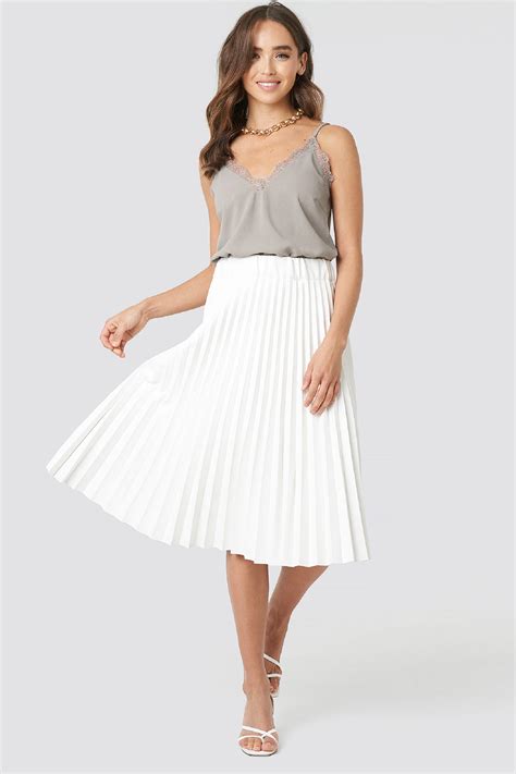 Diana Fashion Diana Fashion Women Pleated Midi Skirt White Xl