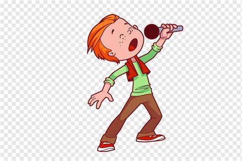 Niño Con Micrófono Micrófono Cantando Ilustración De Dibujos Animados