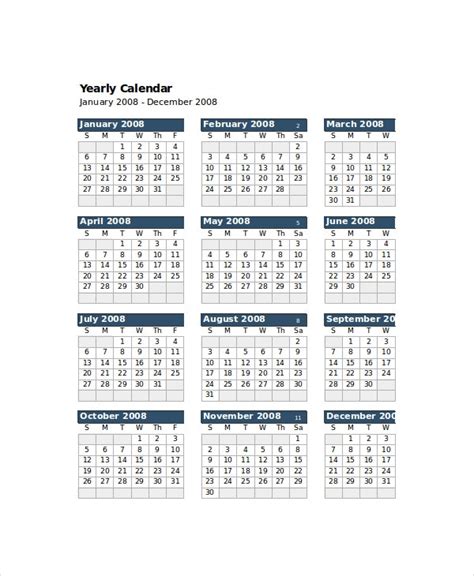 Excel Calendar Template 7 Free Excel Documents Download Free