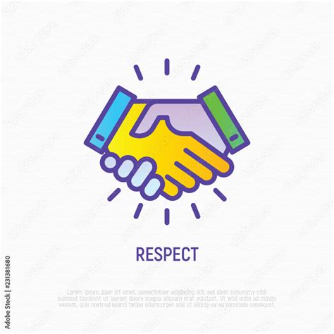 Respect Thin Line Icon Handshake Modern Vector Illustration Of