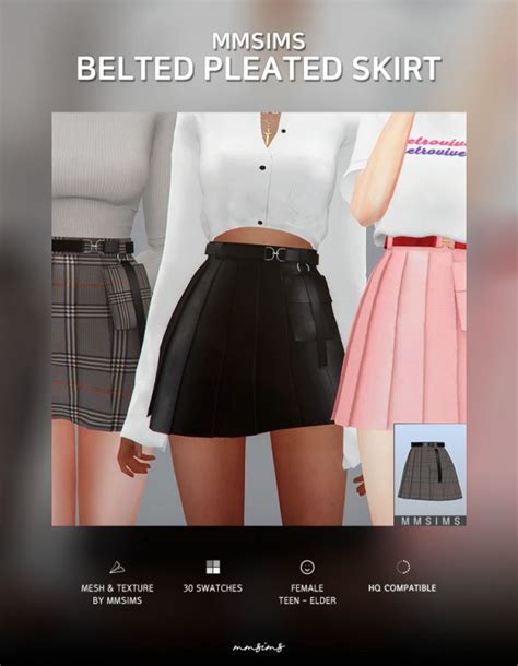 Mmsims Belted Pleated Skirt • Sims 4 Downloads