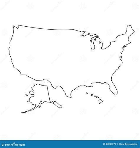 El Mapa De Los Estados Unidos De Am Rica Del Contorno Negro Curva El