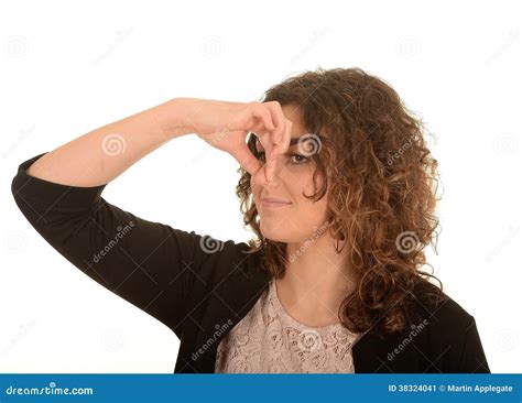 Woman Pinching Nose Stock Image Image Of Face Woman 38324041