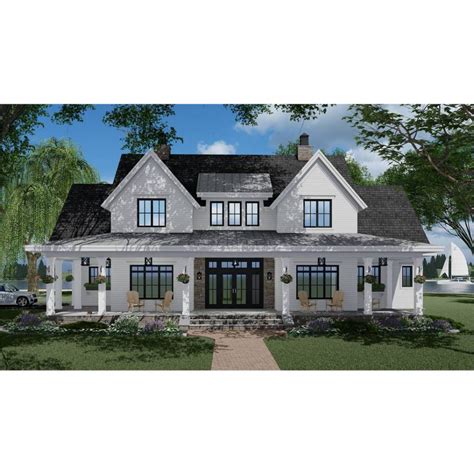 7375 Construction Ready Two Story Farmhouse Plan With Basement