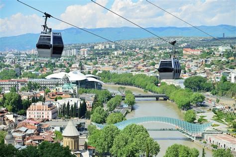 Cabs Cable Car On Tbilisi Funicular Georgia Country Premium Photo