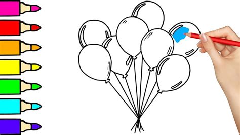 How To Draw Balloons For Children Balloons Coloring Pages Drawing