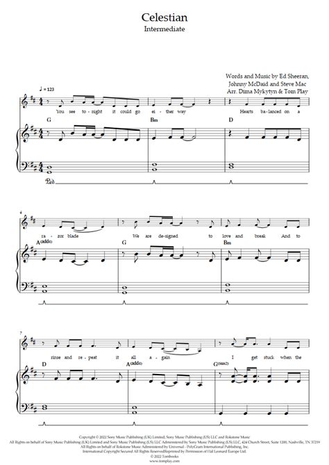 Celestial Intermediate Level Solo Piano Ed Sheeran Piano Sheet Music