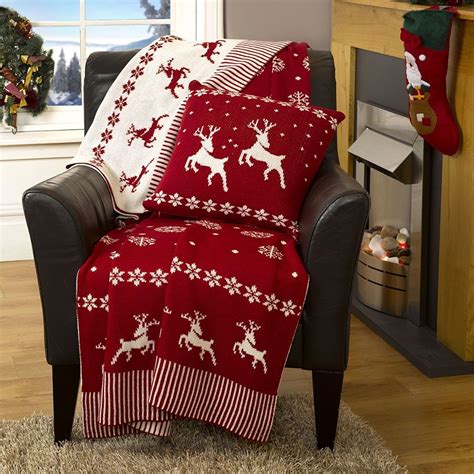 Luxury Knitted Reversible Christmas Throw Christmas Cushions