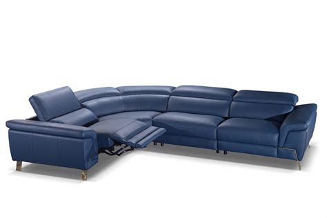 Accenti Italia Azur Italian Modern Blue Leather Sectional Sofa W