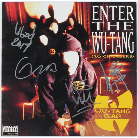 wu tang clan enter the wu tang 36 chambers vinyl record album cover signed by 4 with gza