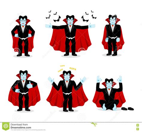 Dracula Set Of Movements Vampire Collection Of Poses Stock Vector