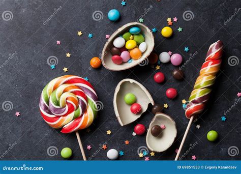 Colorful Candies And Lollypops Stock Image Image Of Delicious Jelly