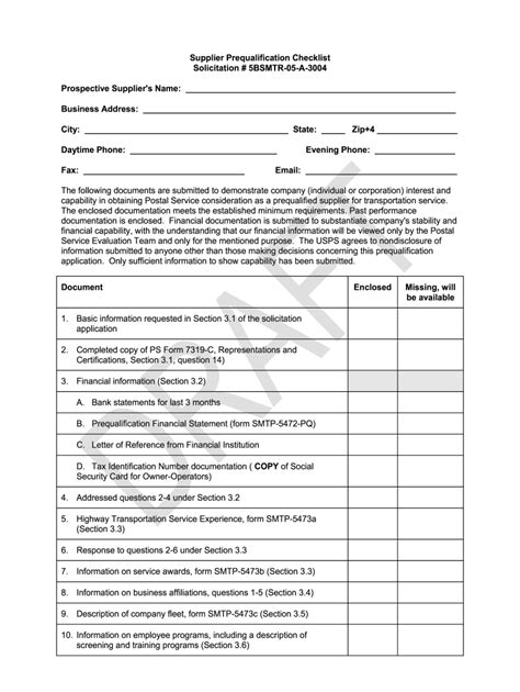 Supplier Qualification Checklist Fill Online Printable Fillable