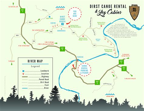 River Map Dirst Canoe Rental And Log Cabins Buffalo
