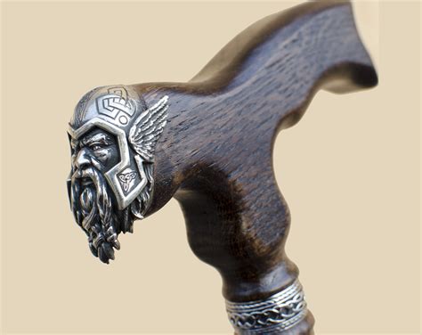 Unique Walking Cane Stick For Men Thor Wood Walking Canes Sticks Viking Hand Carved Wooden