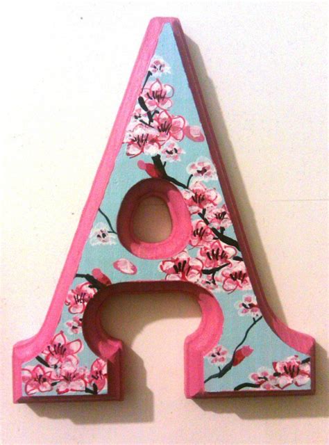 Cherry Blossoms 6 Hand Painted Wooden Letters By Artsynani 1500