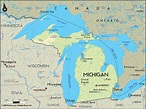 Geographical Map of Michigan and Michigan Geographical Maps