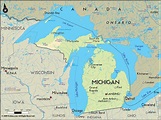 Geographical Map of Michigan and Michigan Geographical Maps