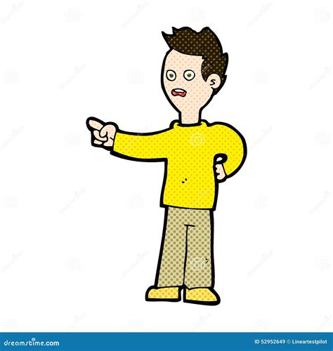 Comic Cartoon Shocked Boy Pointing Stock Illustration Illustration Of