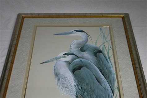 Art Lamay Egret Heron Birds Framed Lithograph Hand Signed Limited
