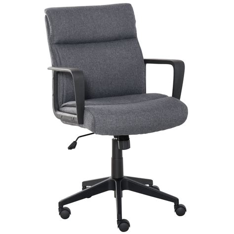 Vinsetto Mid Back Linen Fabric Task Office Chair With Ergonomic Line