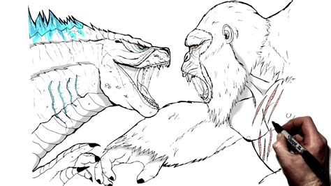 How To Draw King Kong Vs Godzilla Step By Step Youtube