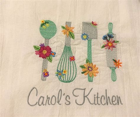 Personalized Embroidered Dish Towel Kitchen Utensils With Etsy
