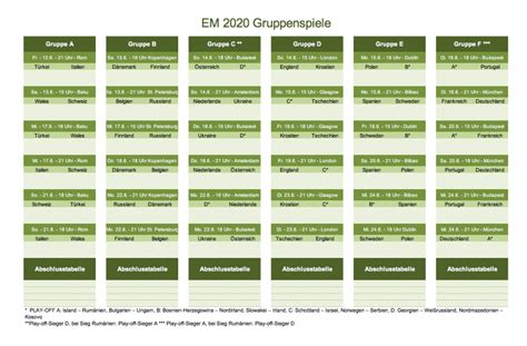 9 spielplan em 2021 im überblick. EM Spielplan 2020 für Excel