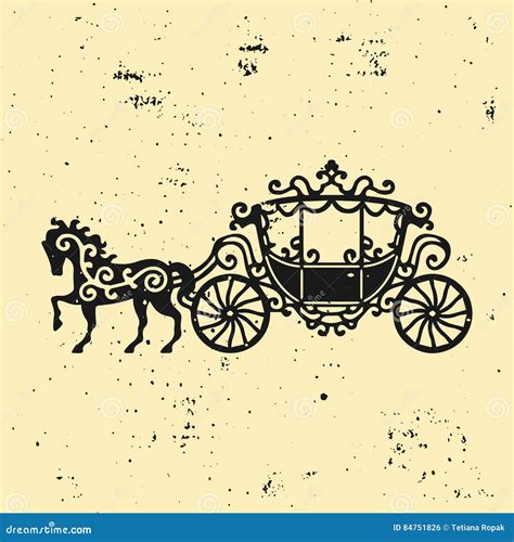 Horse Carriage Silhouette With Horse Vector Illustration Of Brougham
