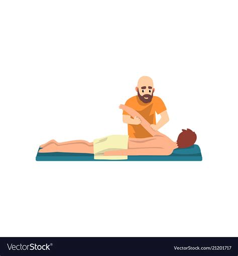 Man On Massage Session Male Therapist Doing Vector Image