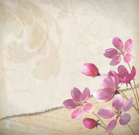 Free Vector Elegant Pink Flowers With Parchment Background 01 Titanui