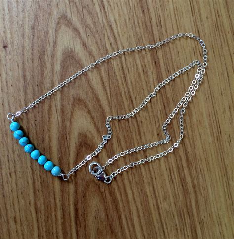 Sterling Silver Tiny Turquoise Choker Necklace Mm Blue Turquoise
