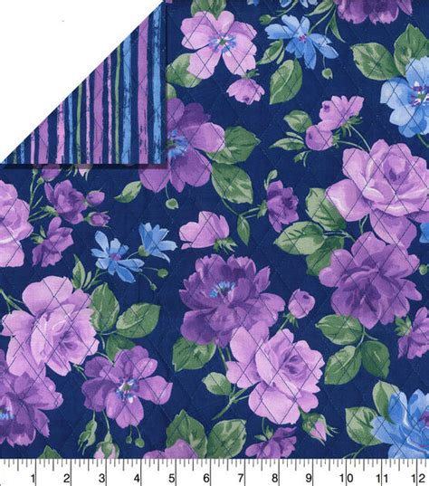 Purple Blue Floral Stripe Double Faced Quilt Cotton Fabric Joann