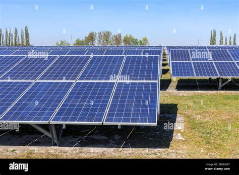 Solar Panels Of Photovoltaic Power Station Solar Park For The Supply