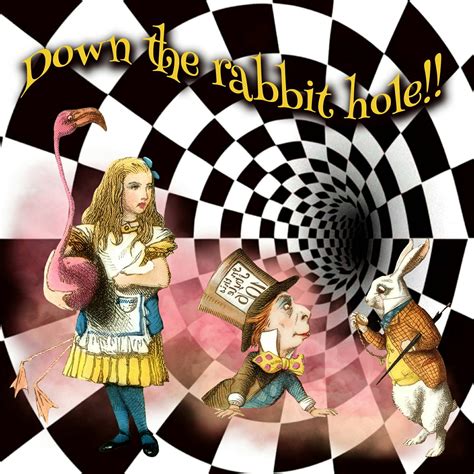 Alice In Wonderland Down The Rabbit Hole Blank Greeting Card White Rabbit Pink Flamingo