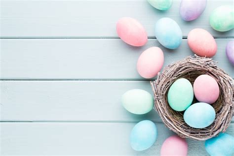 Premium Photo Pastel Easter Eggs Background