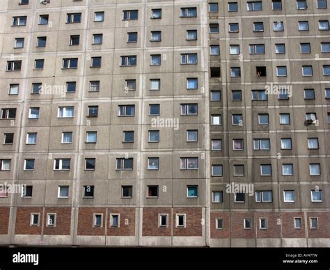 Typical Concrete Apartment Building In Former East Berlin At
