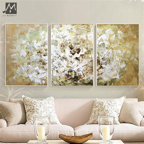 2018 New Triptych Painting Decorative Canvas Painting Golden Flower