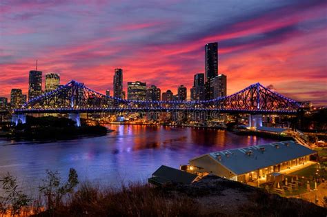 Brisbane S Story Bridge At Twilight After Sunset Queensland Stock Image