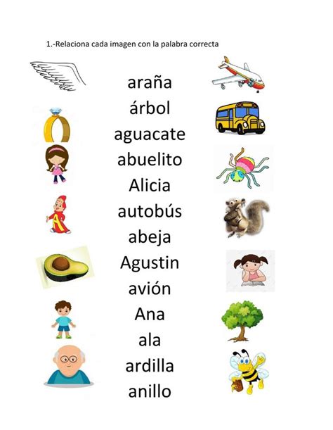 The Spanish Words Are Arranged In Different Ways
