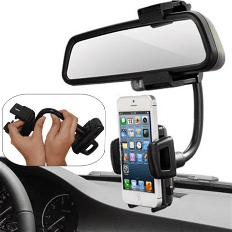 Universal 360° Car Rearview Mirror Mount Holder Stand For Mobile Cell