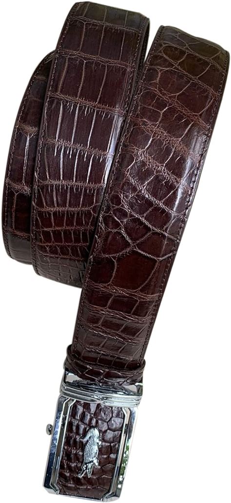 Genuine Crocodile Alligator Belly Leather Skin Brown Belts