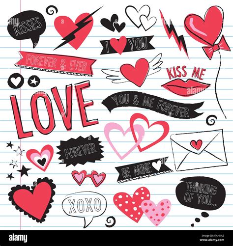 Love Doodles Vector Colourful Sketchbook Doodles With Love Wording