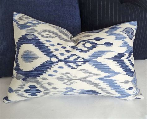 Blue White Ikat Pillow 12x18 18x18 Decorative Pillow Blue Etsy Blue