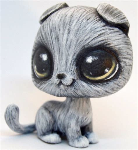 Sold Littlest Pet Shop Custom Cat By Theleyline Grey Scottish Fold