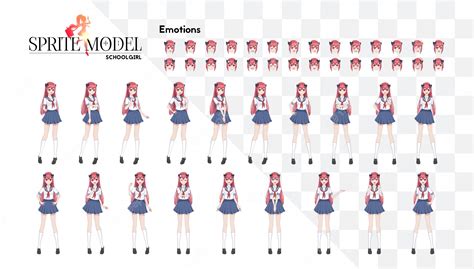 Premium Vector Set Of Emotionssprite Full Length Character For Game